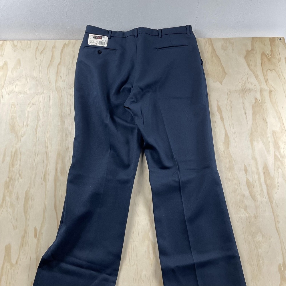 Vintage 80s Comfort Action Dress Pants Mens 36x32‎ Blue Stretch Slacks Made USA